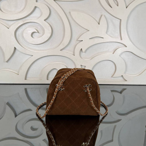 26A Suede Bowling Bag Small | Brown Suede | front view