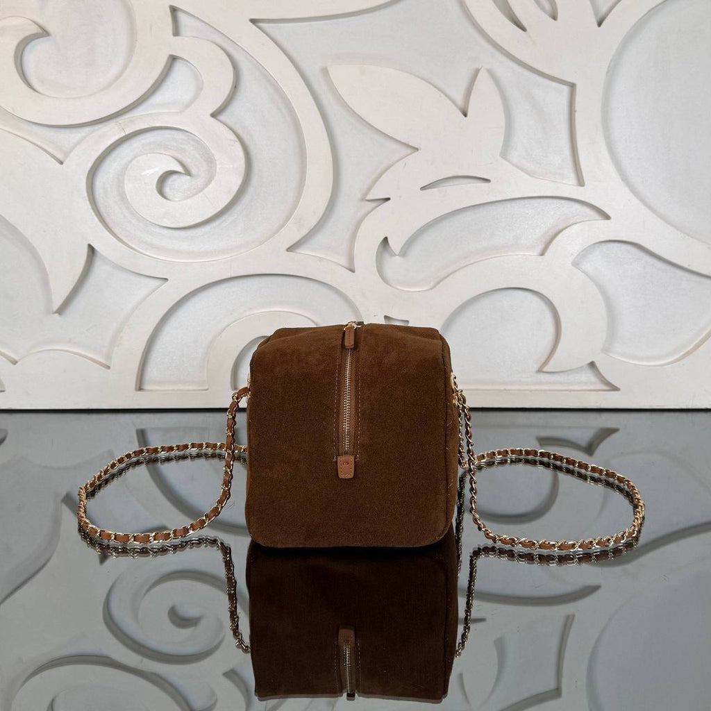 26A Suede Bowling Bag Small | Brown Suede | side view