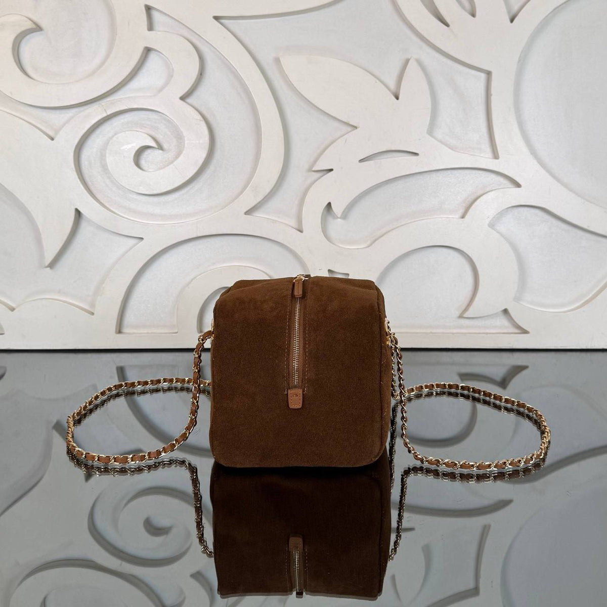 26A Suede Bowling Bag Small | Brown Suede | side view