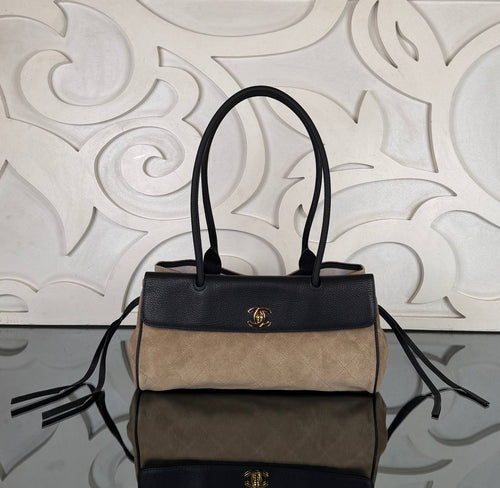 26S East-West Shopping Bag | Beige and Black