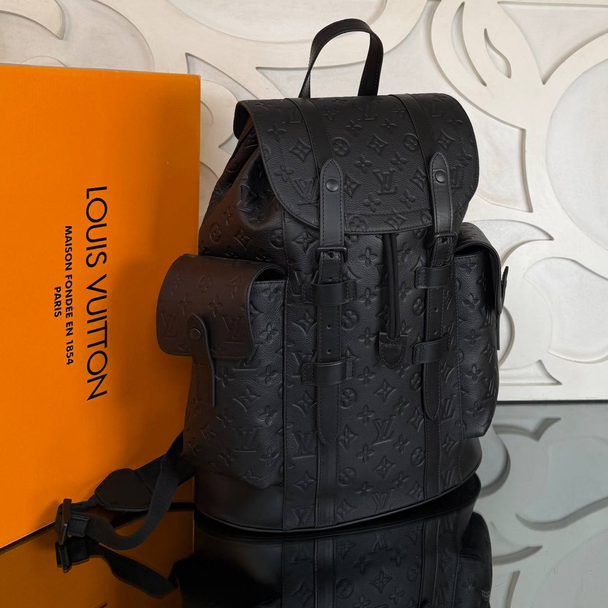 Christopher MM Backpack | Black | angled view
