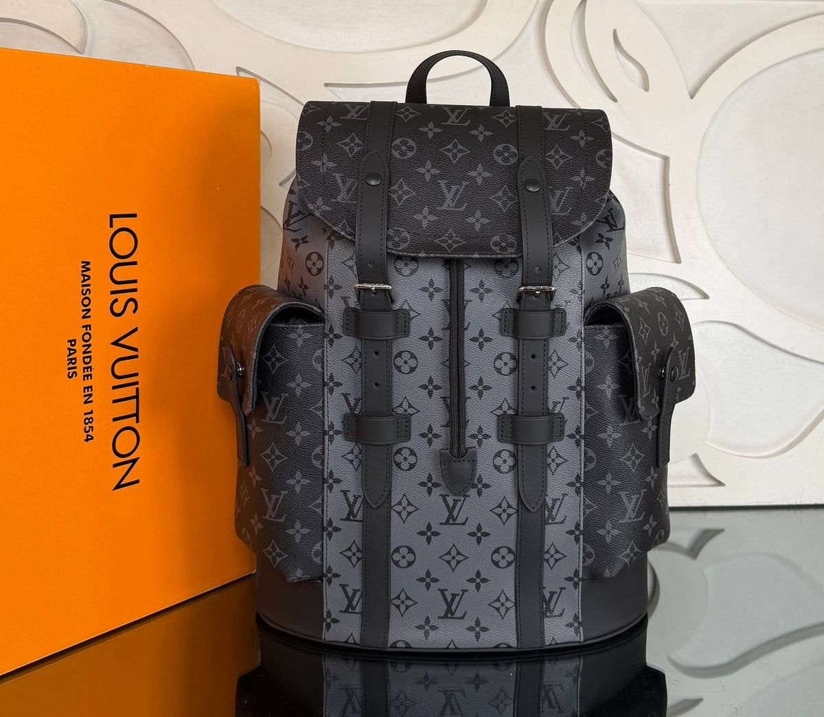 Christopher MM Backpack | Gray Monogram | front
