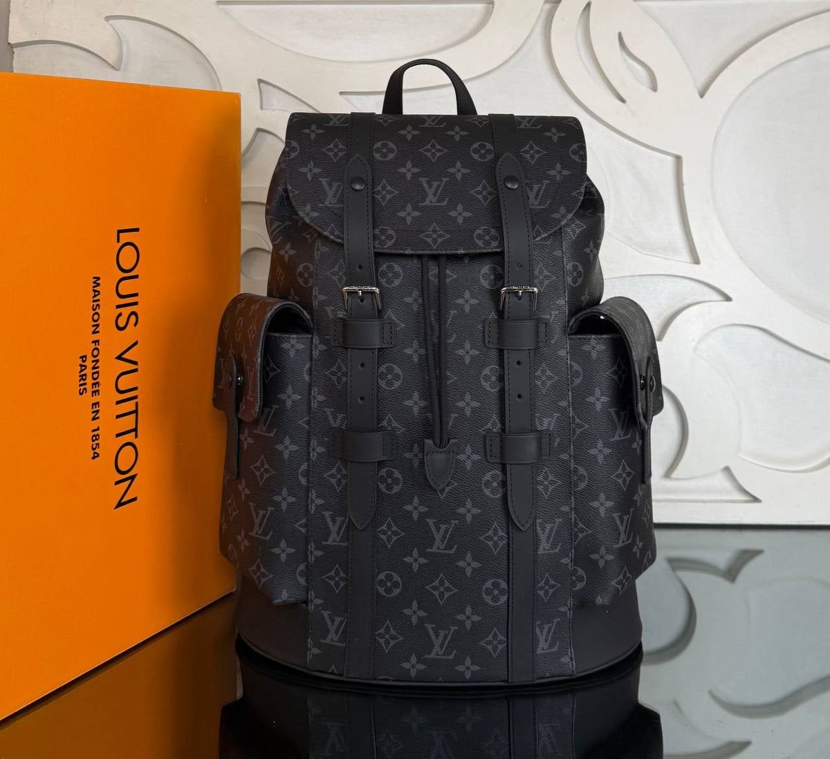 Christopher MM Backpack | Black Monogram | front