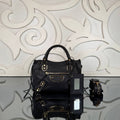 City Bag Small | Black | front view with strap