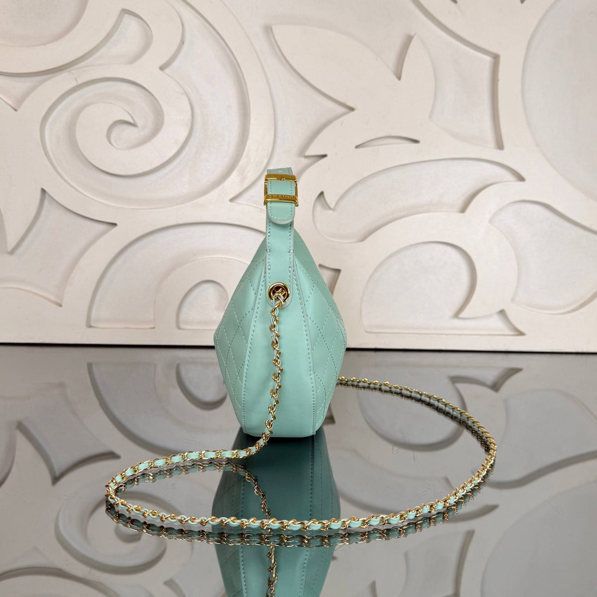 Clutch with Chain Bag | Mint Green | side view