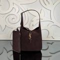 Le 37 Small Suede Bag | Dark Brown | front view