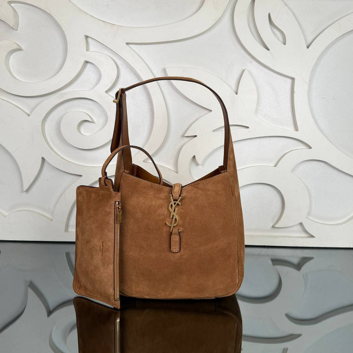 Le 37 Small Suede Bag | Tan | front view