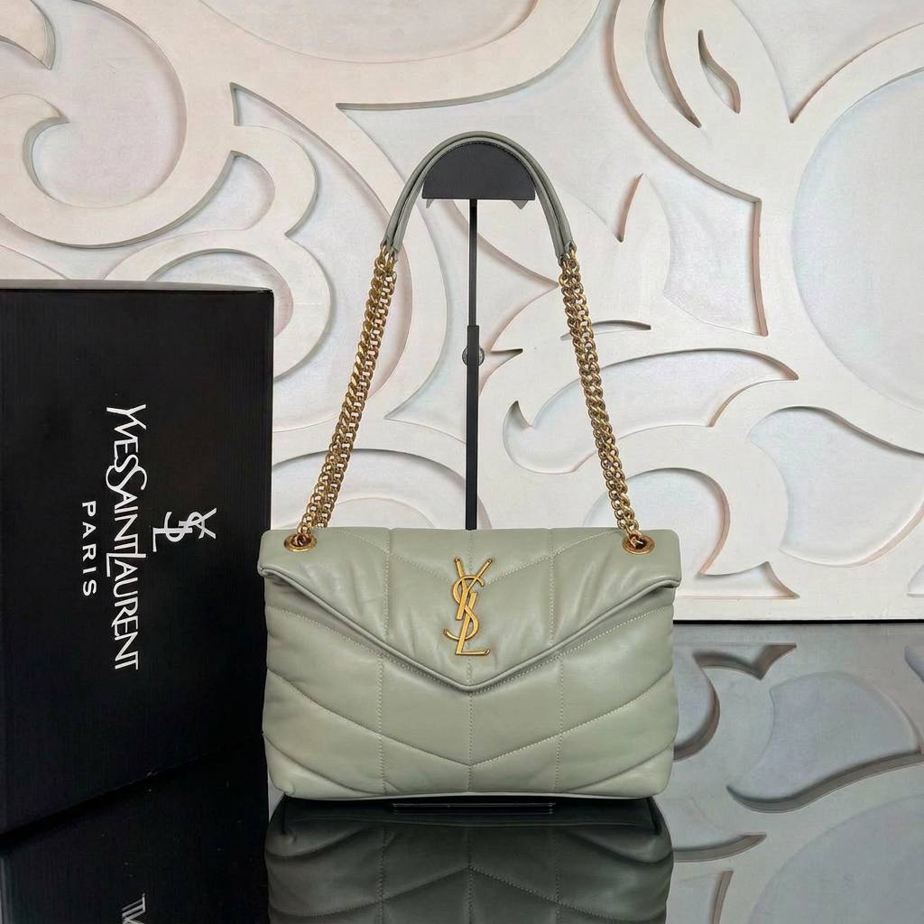 LouLou Puffer Bag Medium | Sage Green | front view