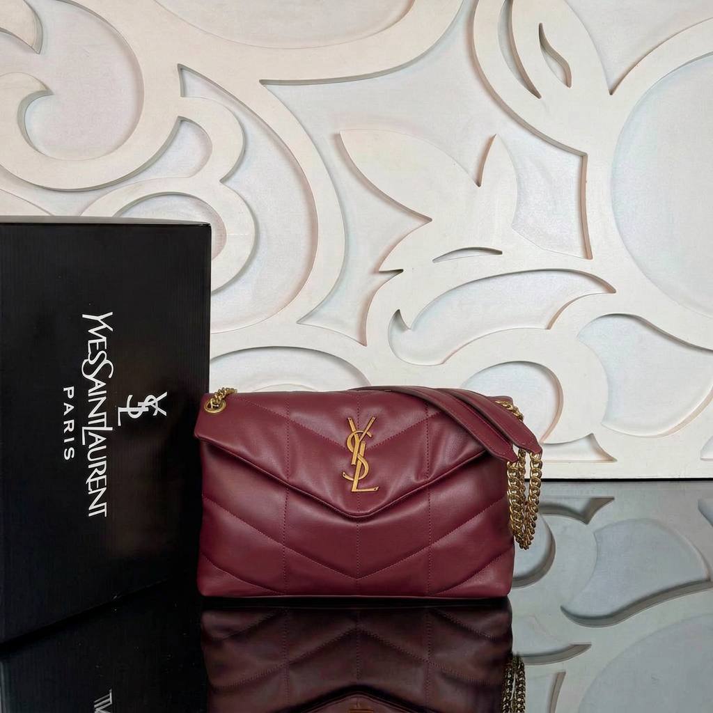LouLou Puffer Bag Medium | Burgundy | front view