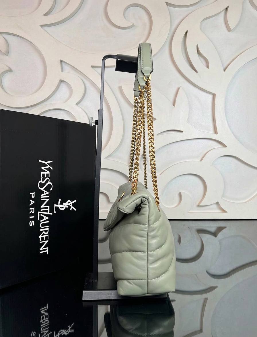 LouLou Puffer Bag Medium | Sage Green | side view