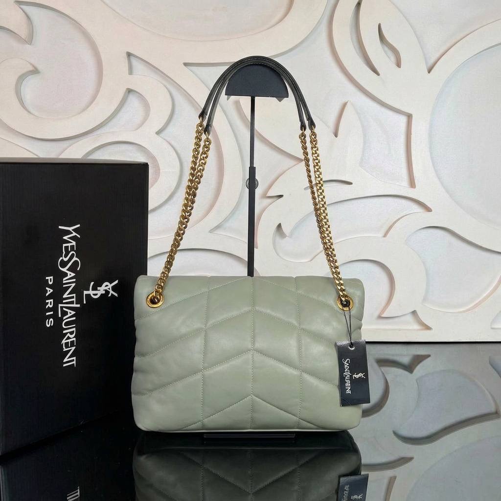 LouLou Puffer Bag Medium | Sage Green | back view