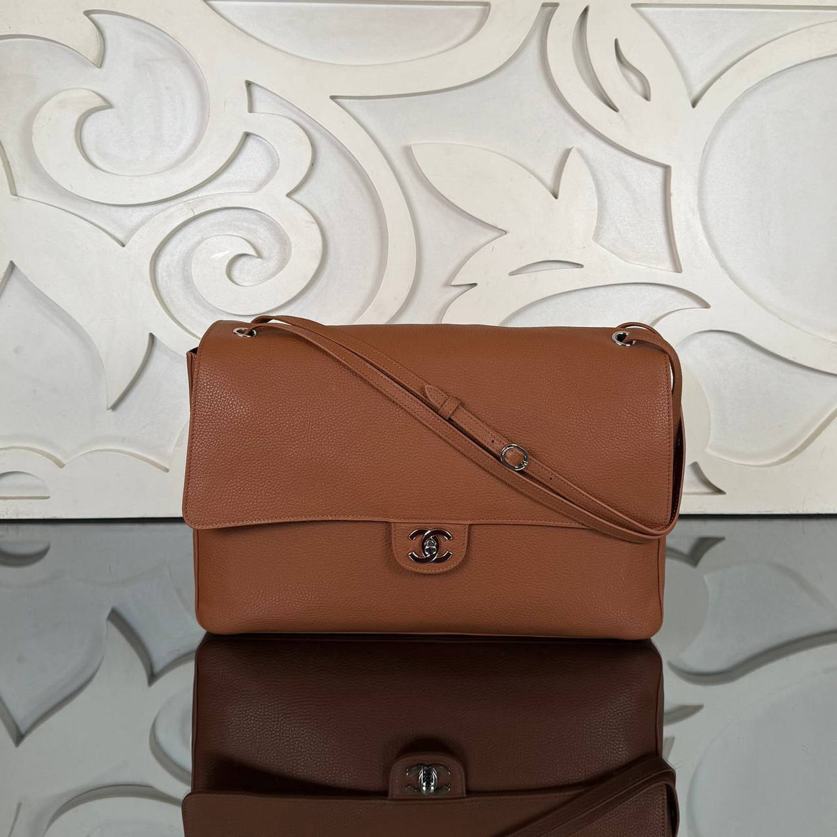 Maxi Flap Bag | Tan | front view