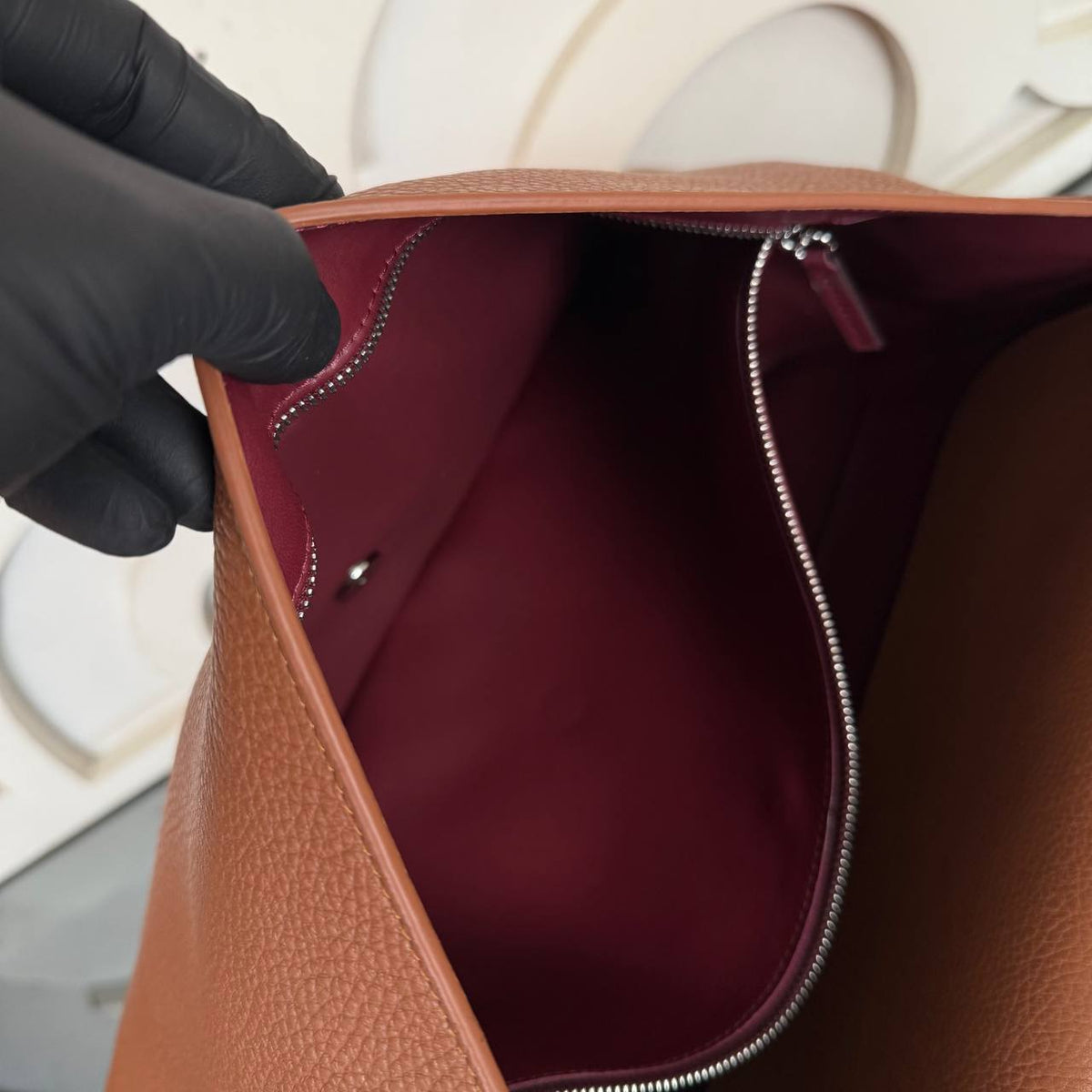 Maxi Flap Bag | Tan | interior view