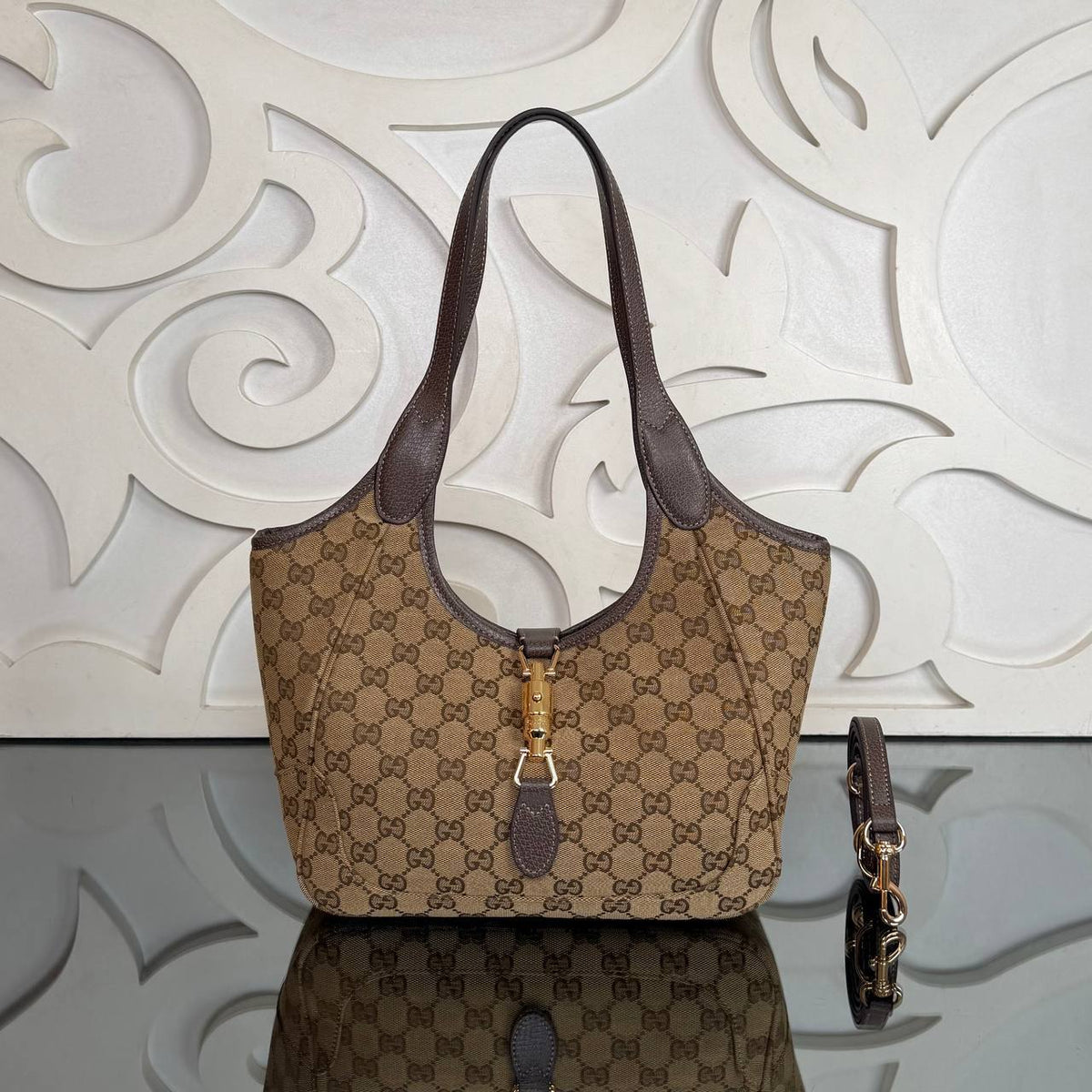 Mercato Tote Bag | Beige GG Canvas | front view
