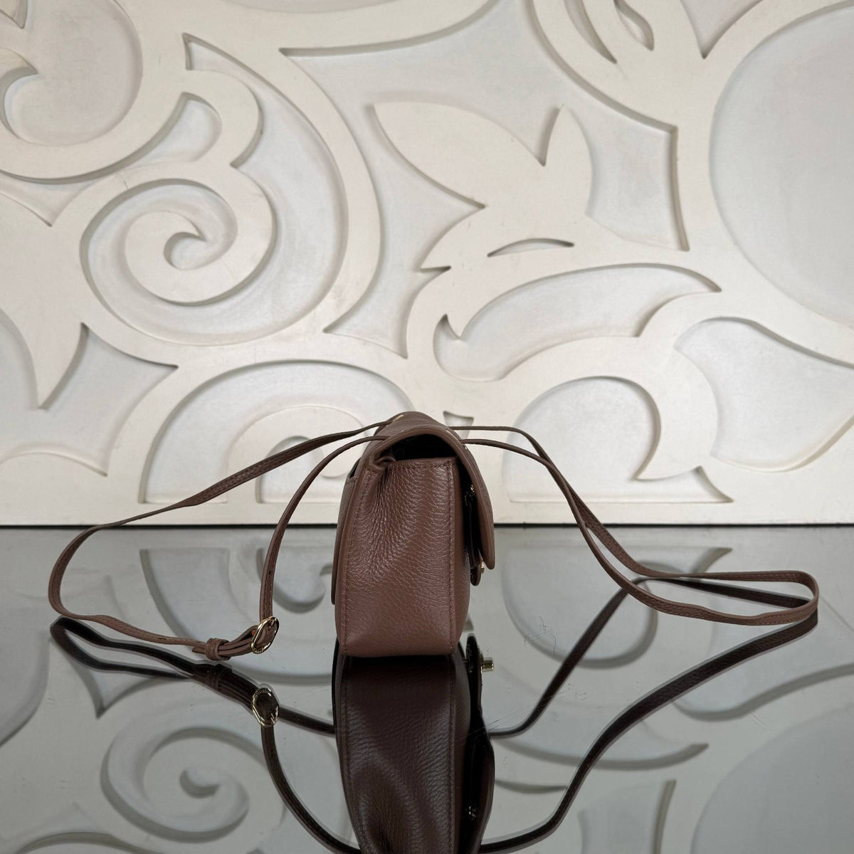 Mini Flap Bag | Taupe | side view