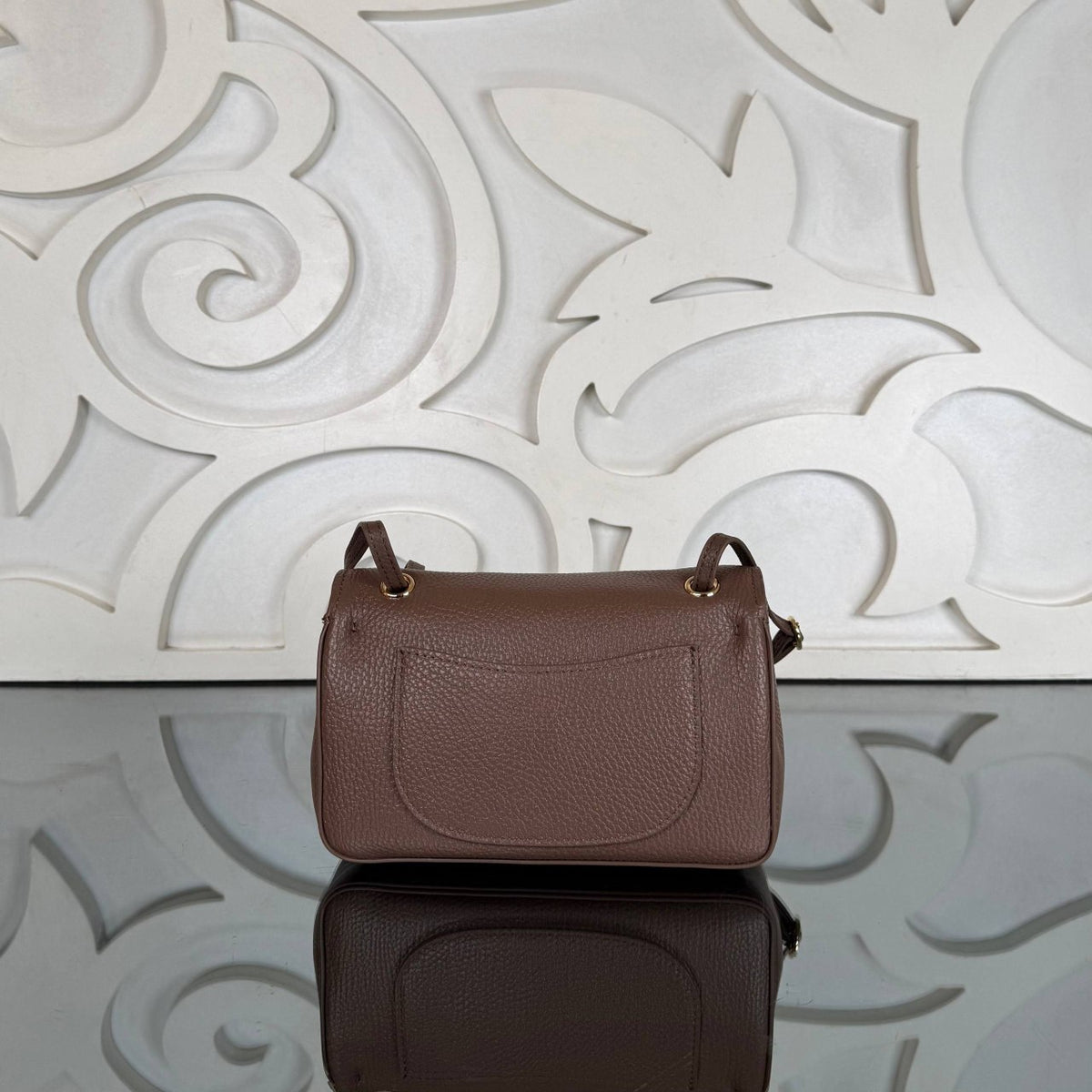 Mini Flap Bag | Taupe | back view