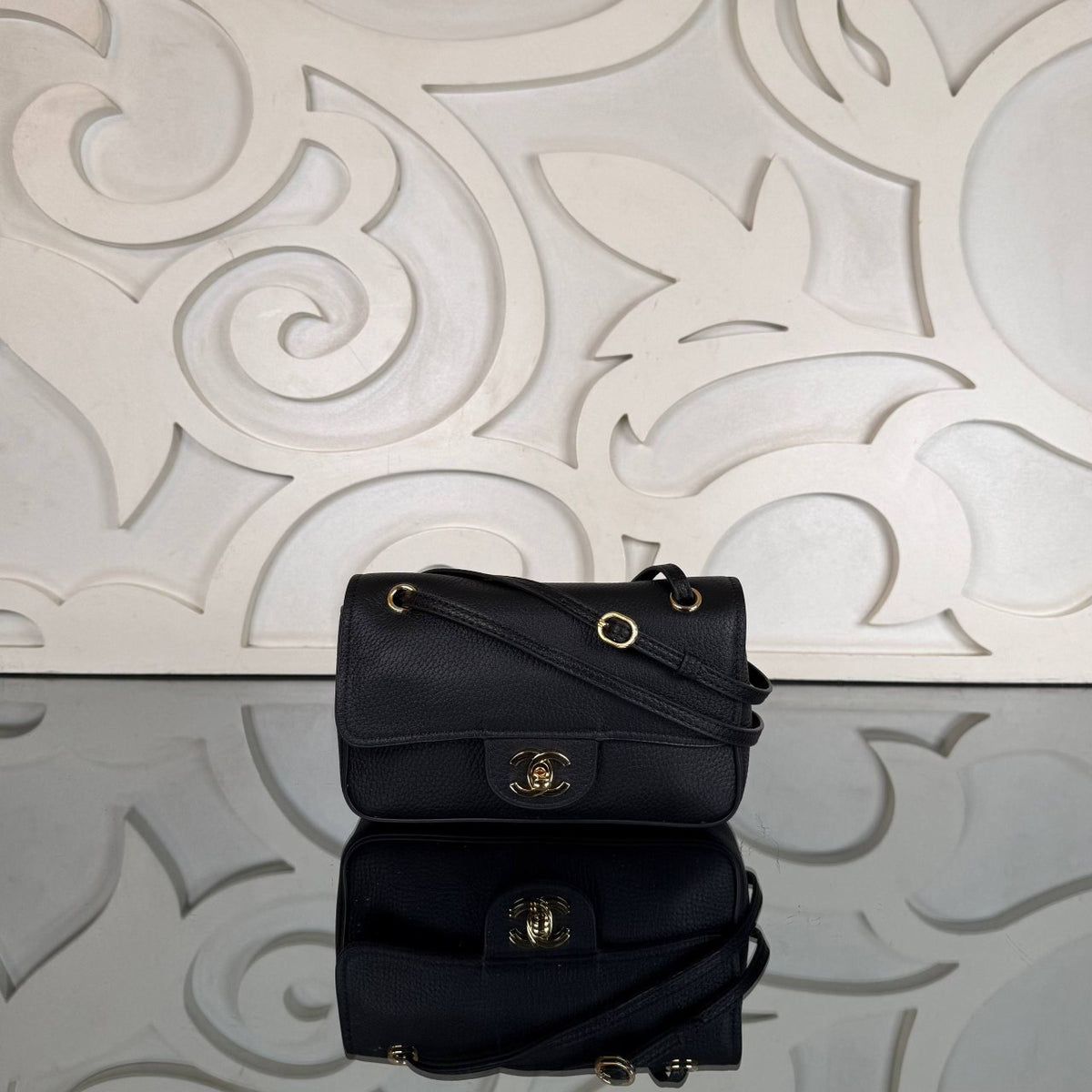 Mini Flap Bag | Black | front view
