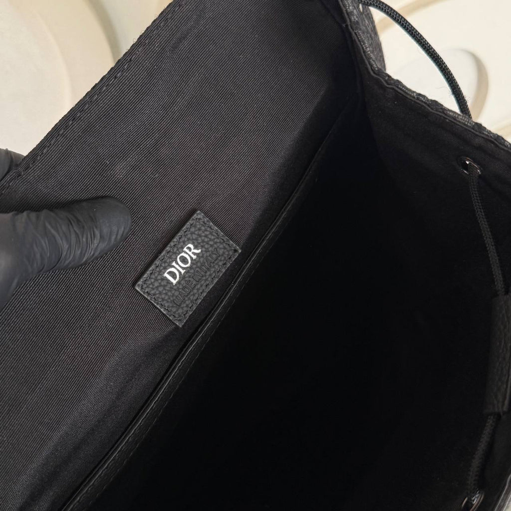 Saddle Backpack with Flap in Oblique Jacquard