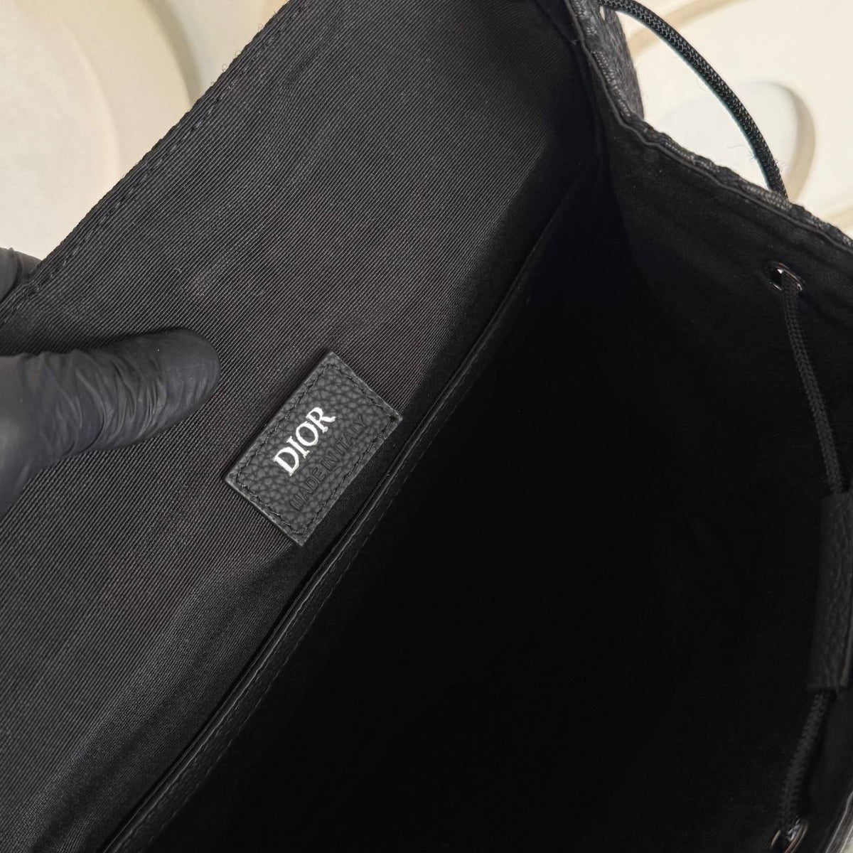 Saddle Backpack with Flap in Oblique Jacquard