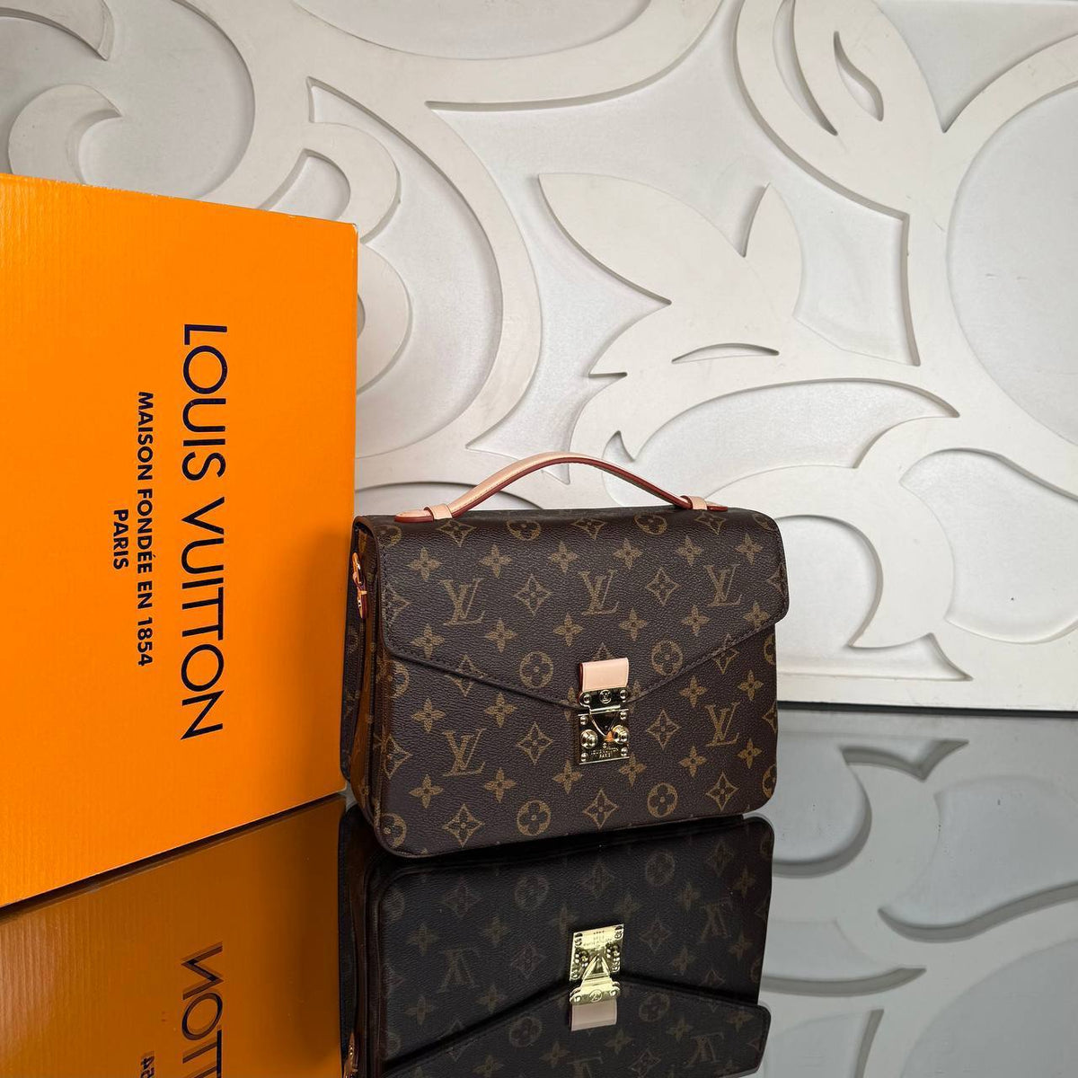 Pochette Metis Bag | Brown Monogram | angled view