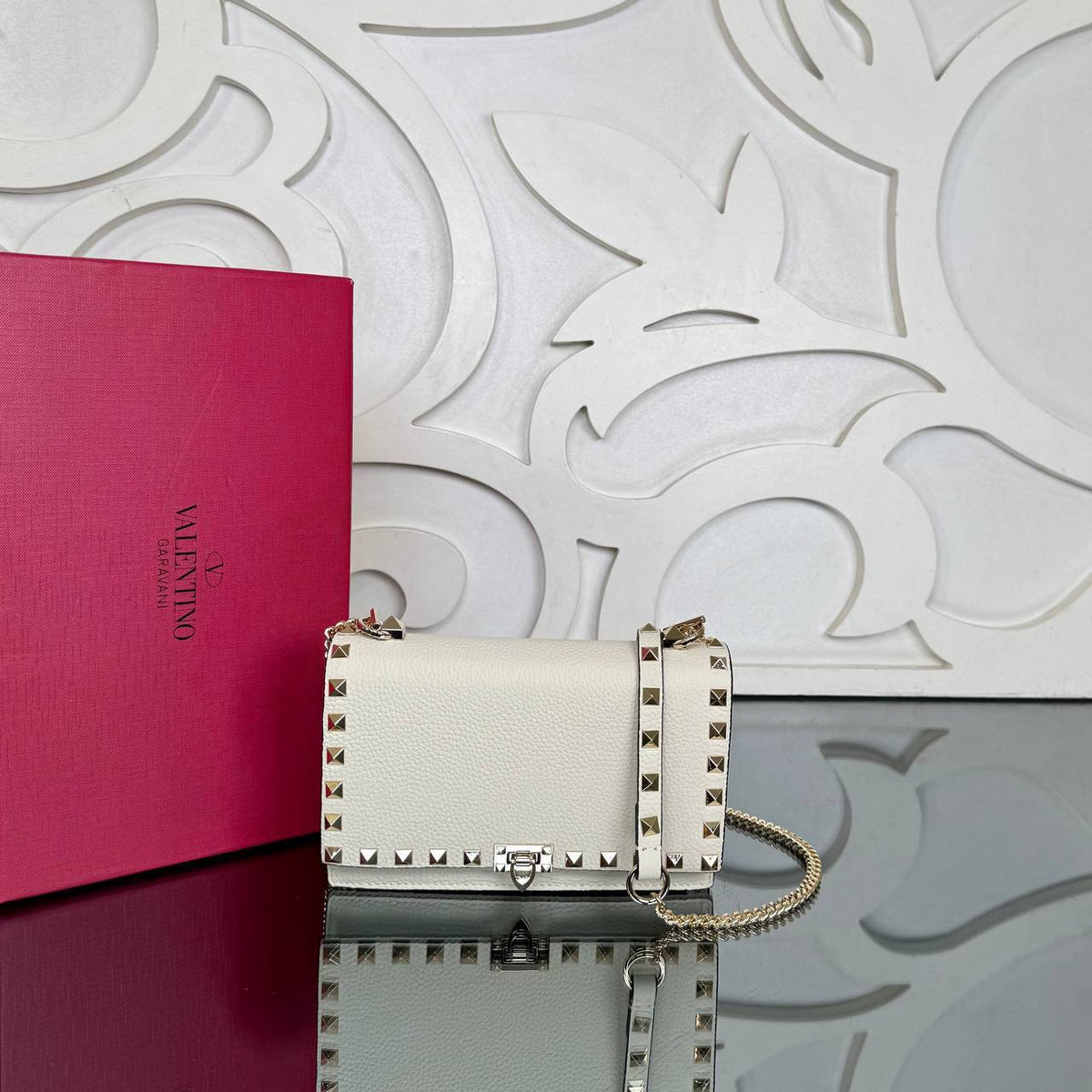 Rockstud Mini Flap Bag | Ivory | front