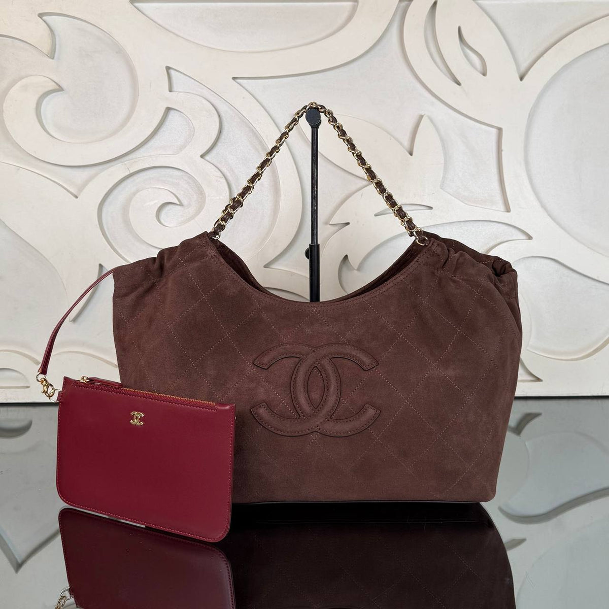 Shopping Bag Medium | Chocolate Brown Suede | front