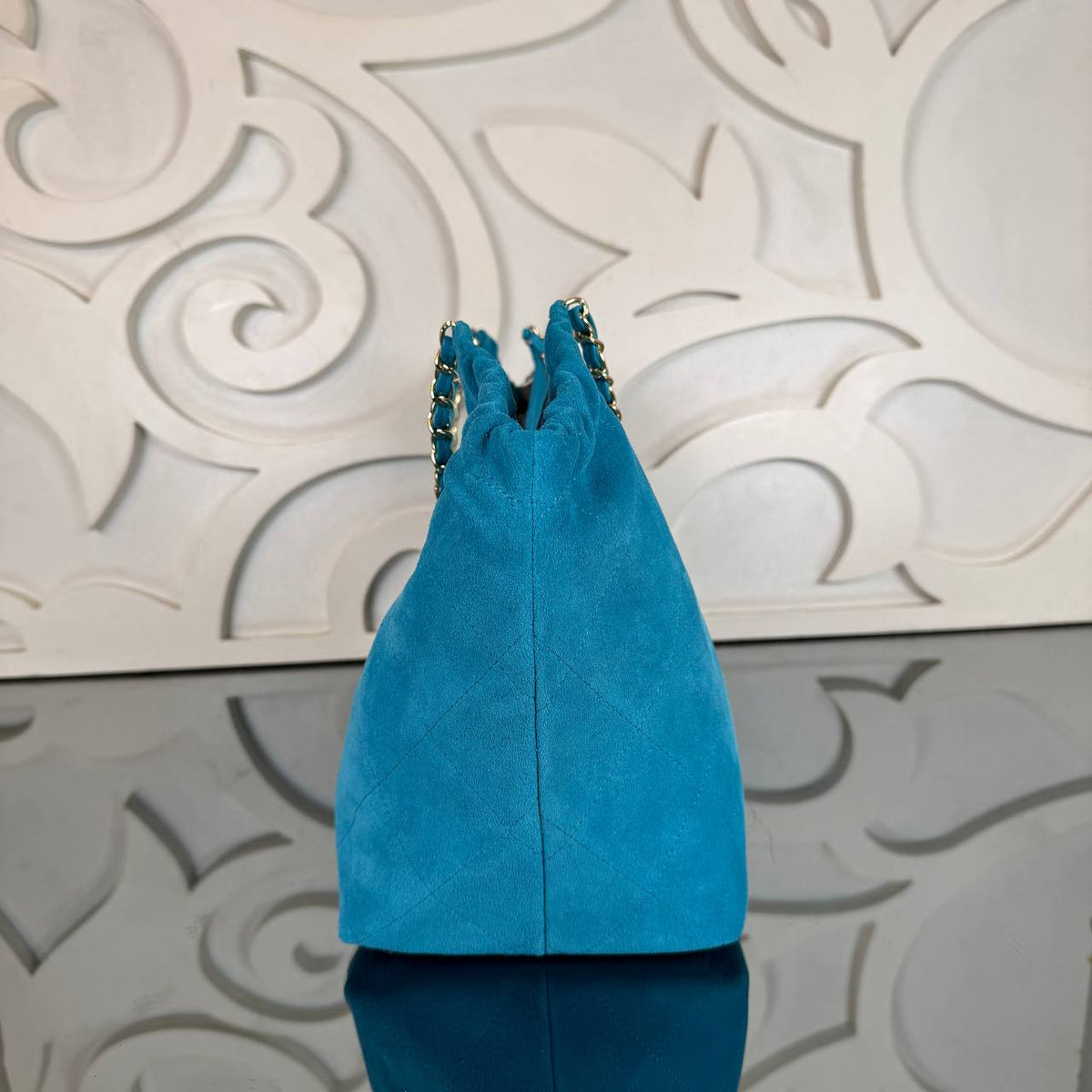 Shopping Bag Medium | Turquoise Suede | side