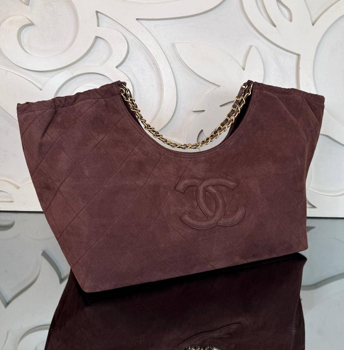 Chocolate Brown Suede detail