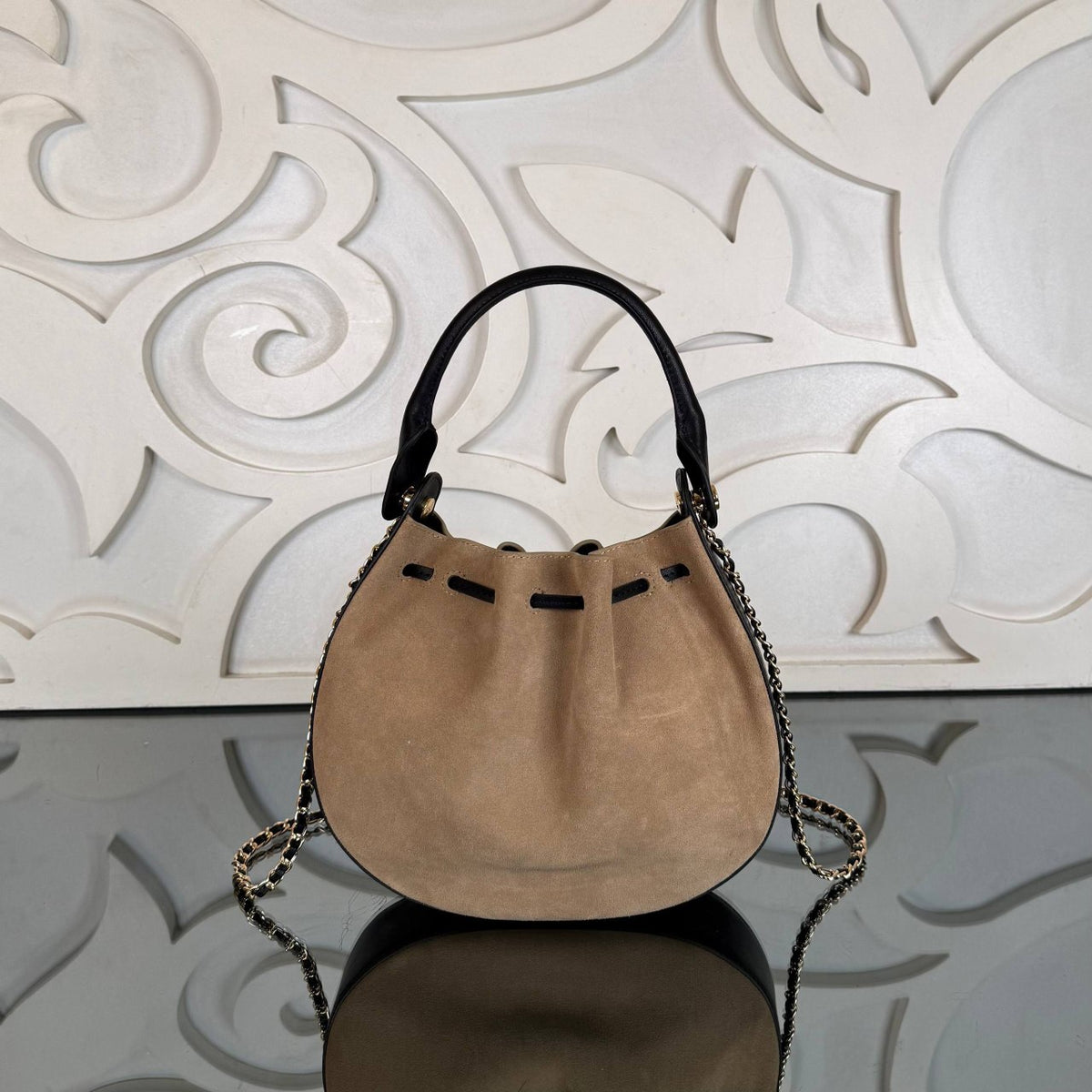 Small Hobo Bag | Beige Suede | back