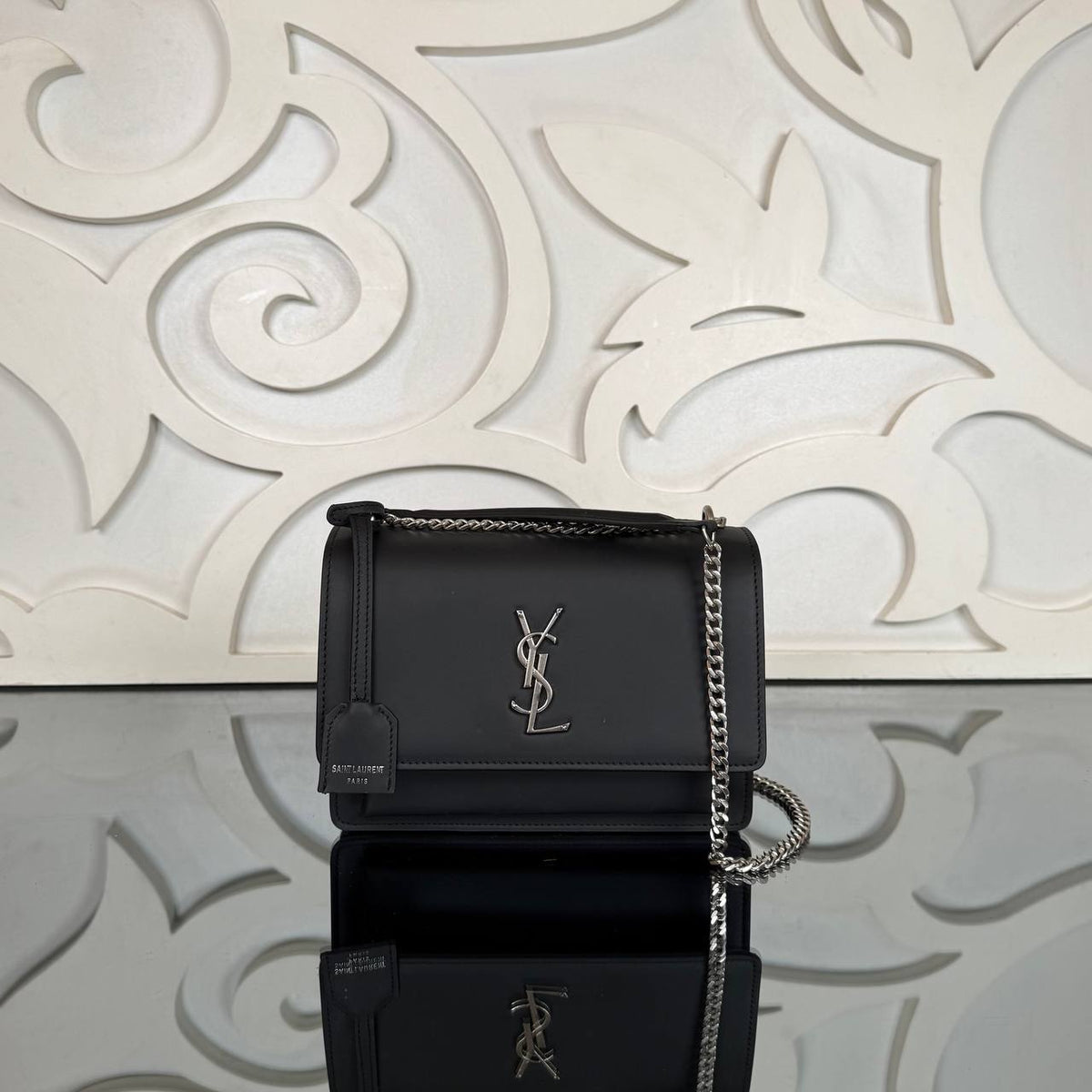 Sunset Bag | Black – Silver Hardware | front view