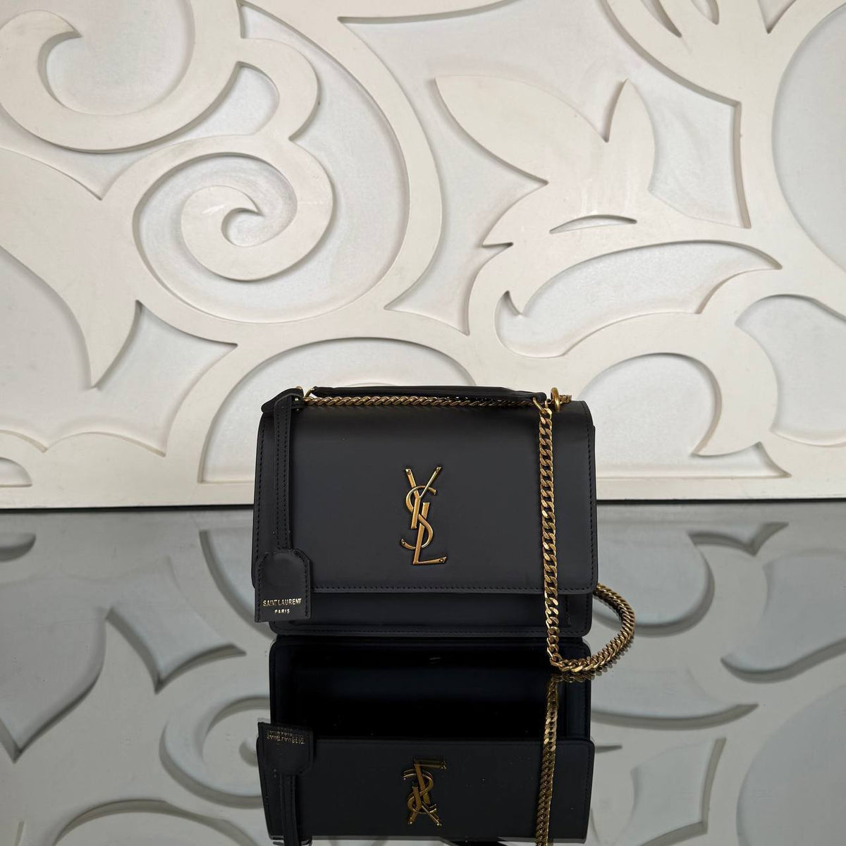 Sunset Bag | Black – Gold Hardware | front view